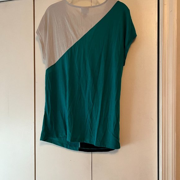 NWT! Worthington Cowlneck Blouse - Green/Navy/Silver - M - Picture 4 of 4